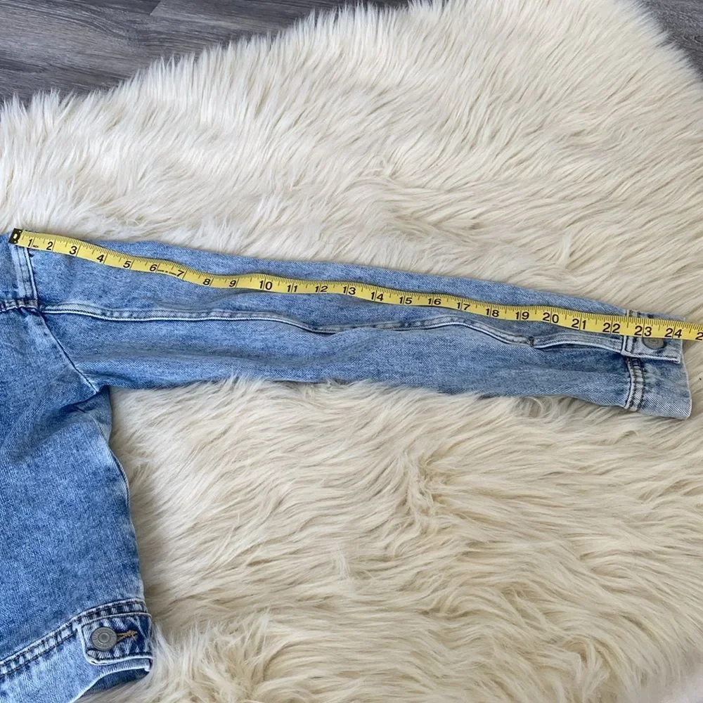 Free People Denim Jacket sz S Boho Western Layering Beach Coastal Preppy - Picture 14 of 16